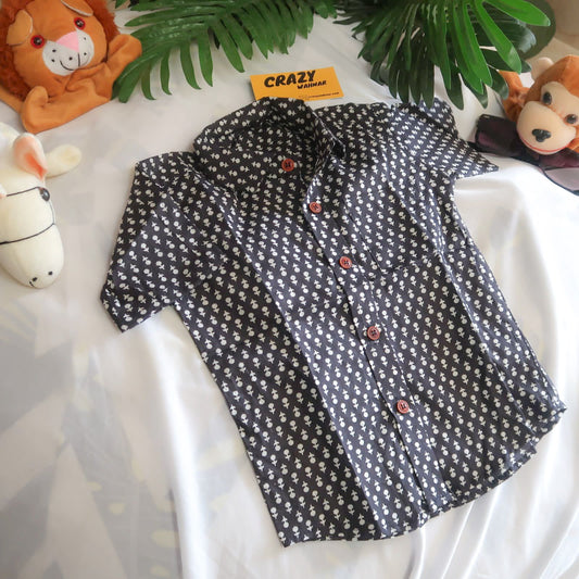 Black Color Wow Half Sleeve Kids Shirt : SALE