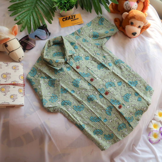 Pastel Green Half Sleeve Kids Shirt : SALE