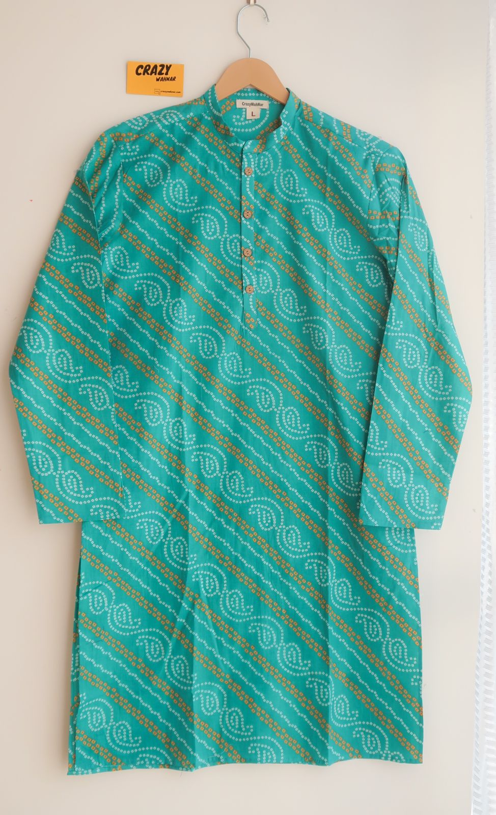 SALE: Azure Bandhej Elegance Men Long Kurta
