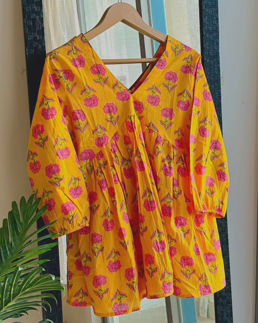 Floral Zest Peplum Top Short Kurti 2.0