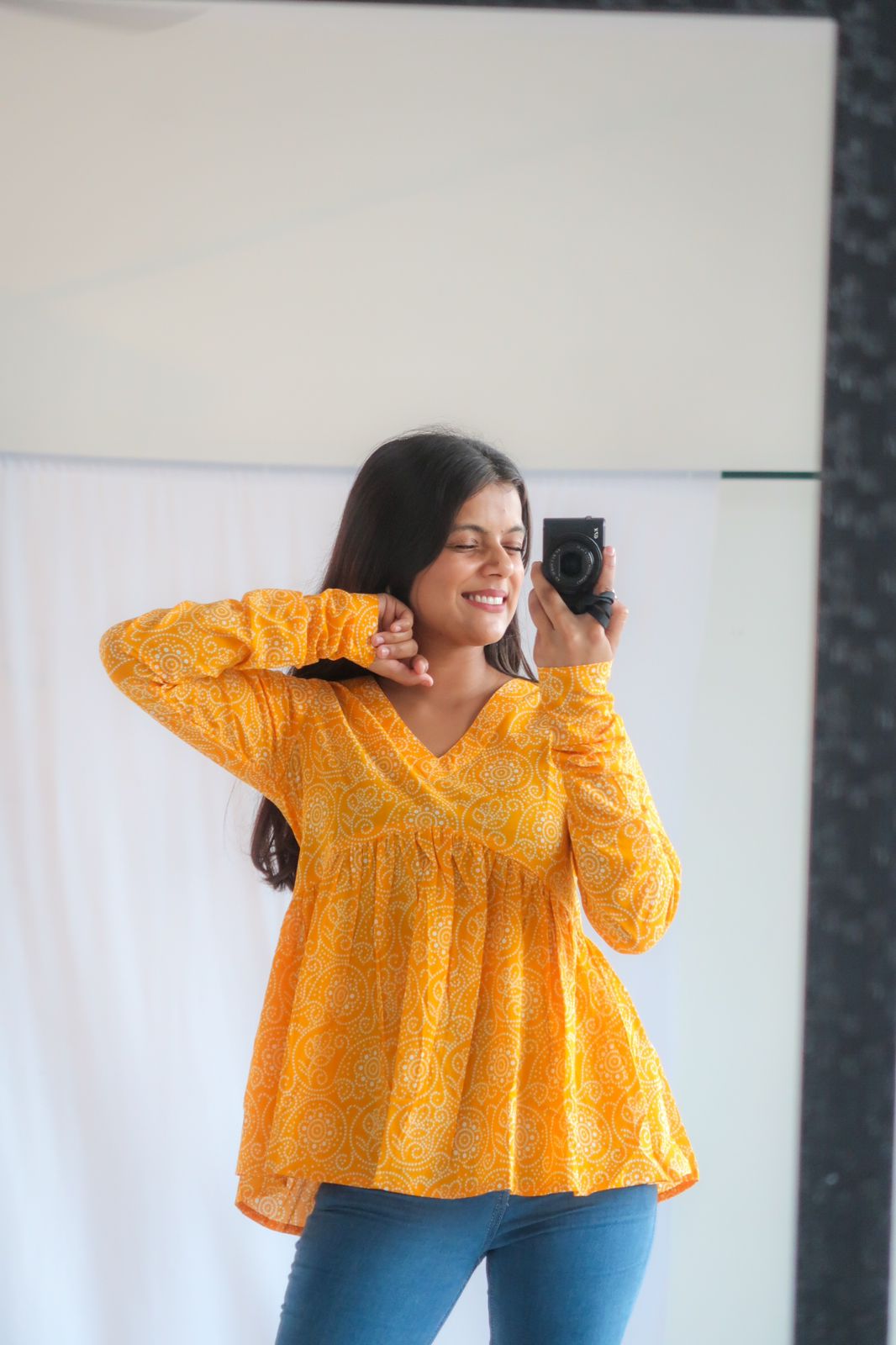 Viral Bandhej Churidar Short Kurti