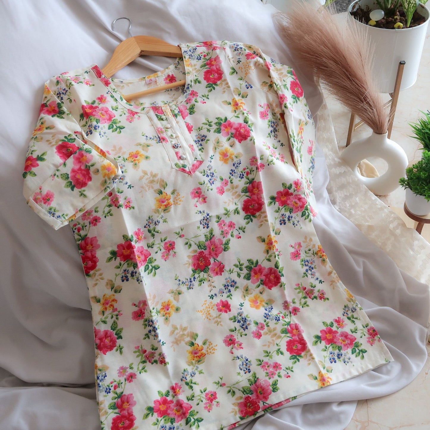 Floral Fusion Delight Short Kurti