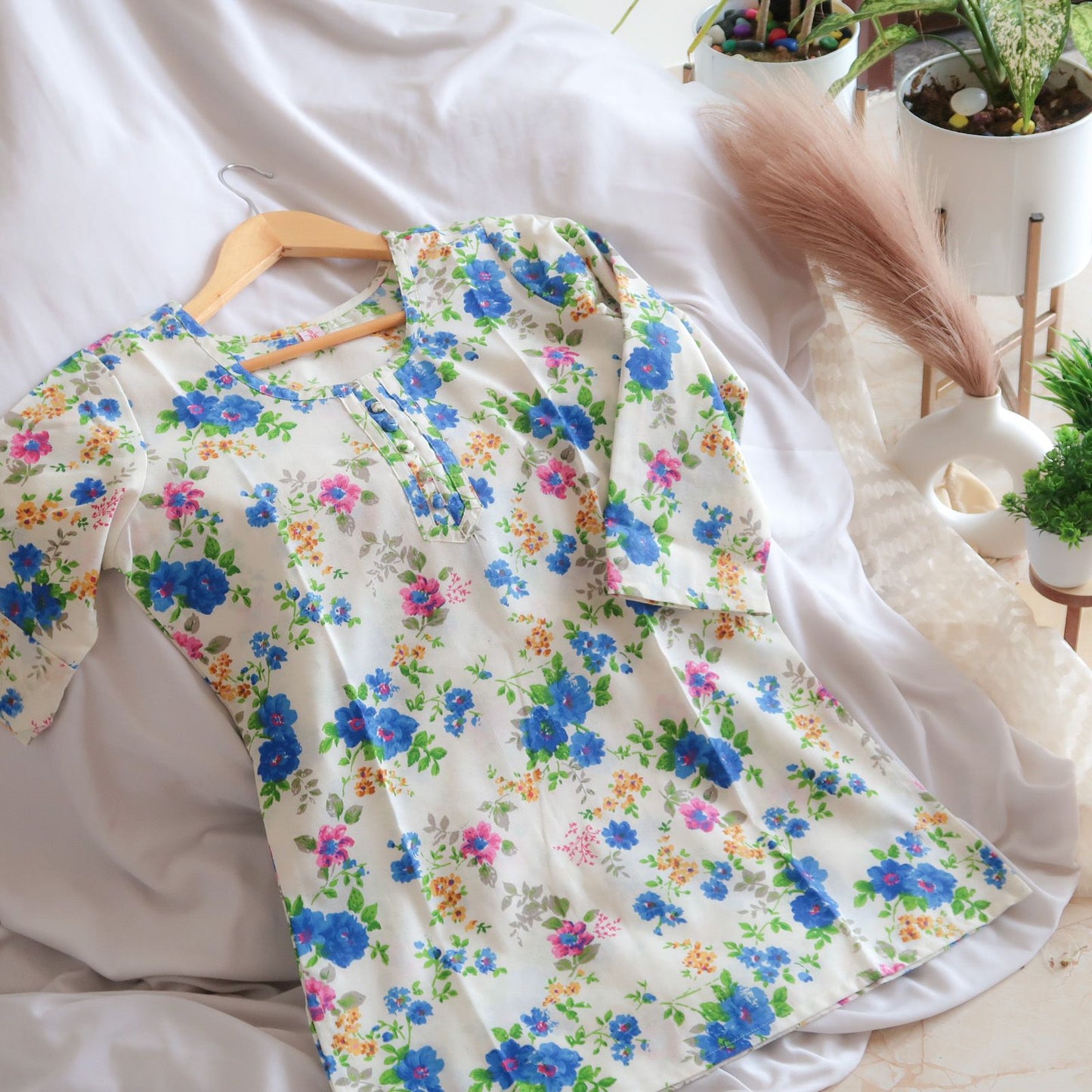 Azure Blossom Short Kurti