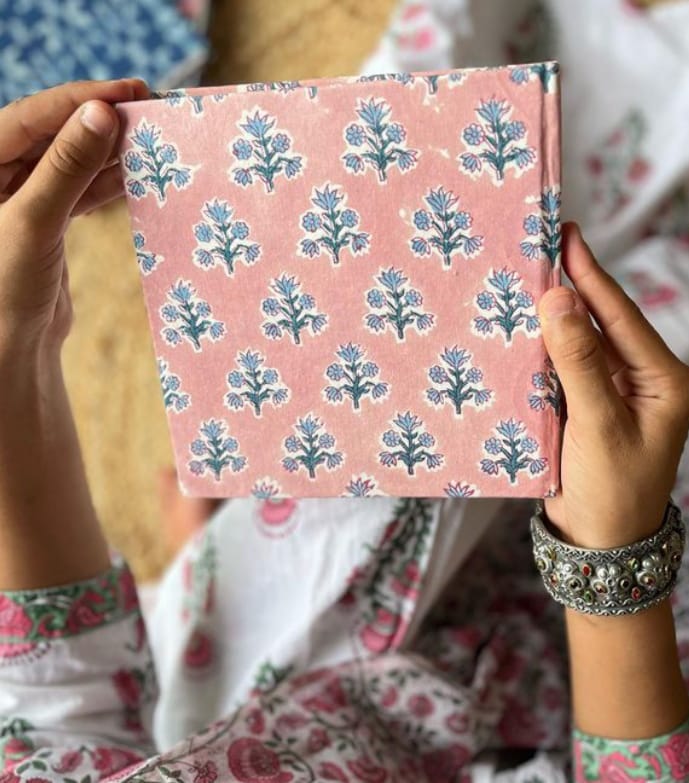 Baby Pink Bluebell Flowers HardBound Diary (125gsm)