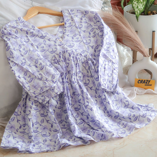 Lavender Petals Dream Peplum Top Short Kurti