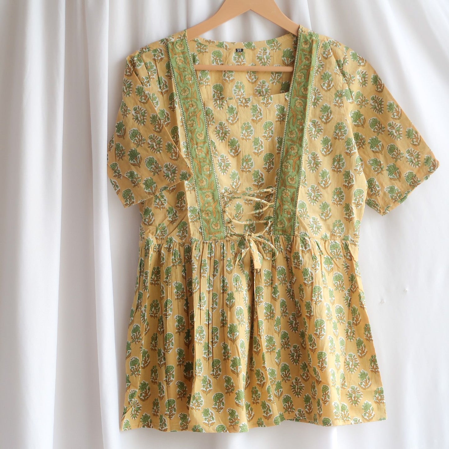 Tranquil Blossom Fusion Short Kurti Top"