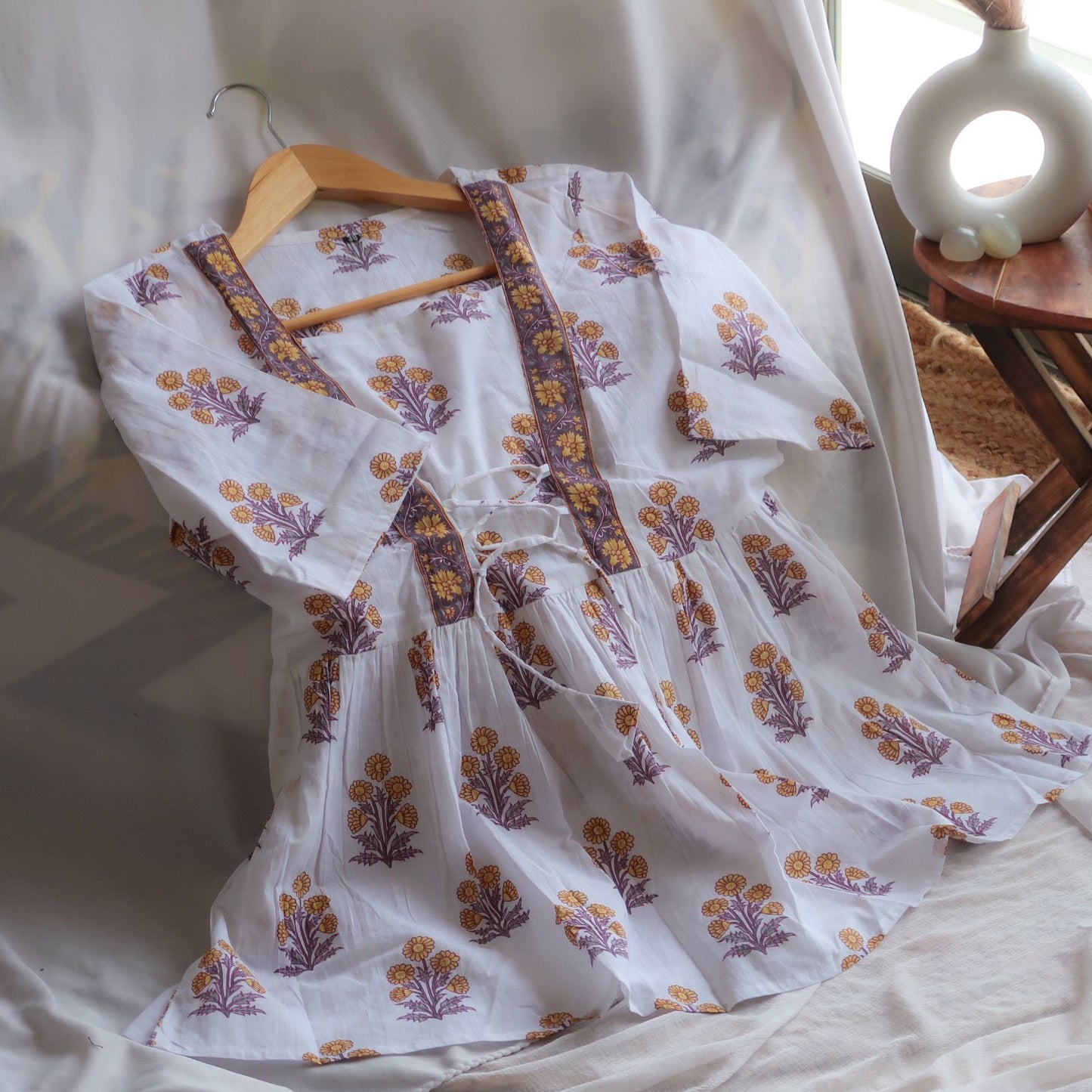 Serene Lavender Blossom Delight Kurti Top