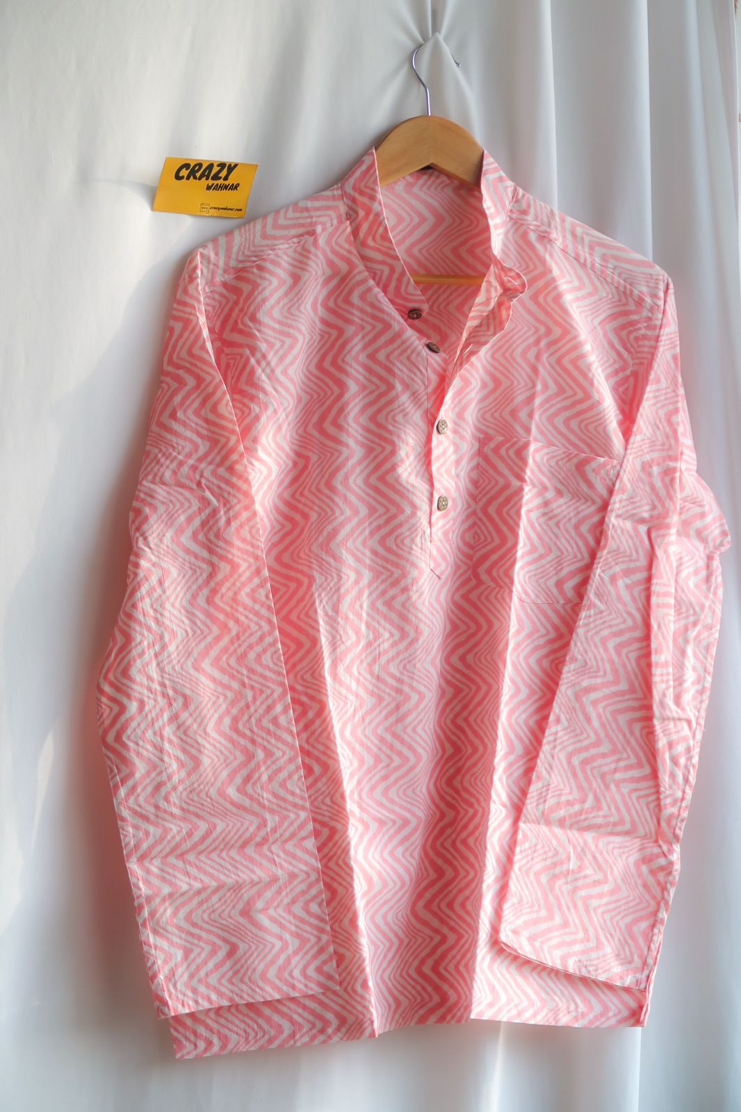 Serene Ruby Zig Zag Men Short Kurta