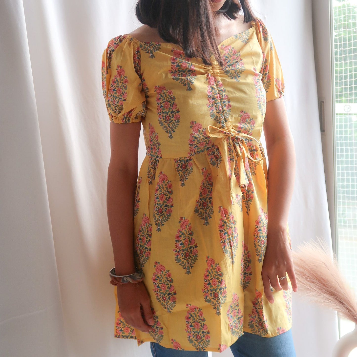 Sunny Floral Radiance Tunic Cum Kurti Top