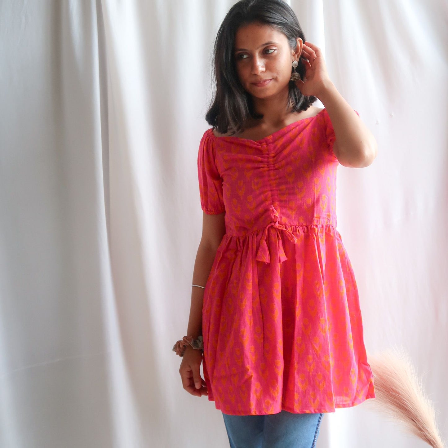 Coral Sunset Tunic Cum Kurti Top