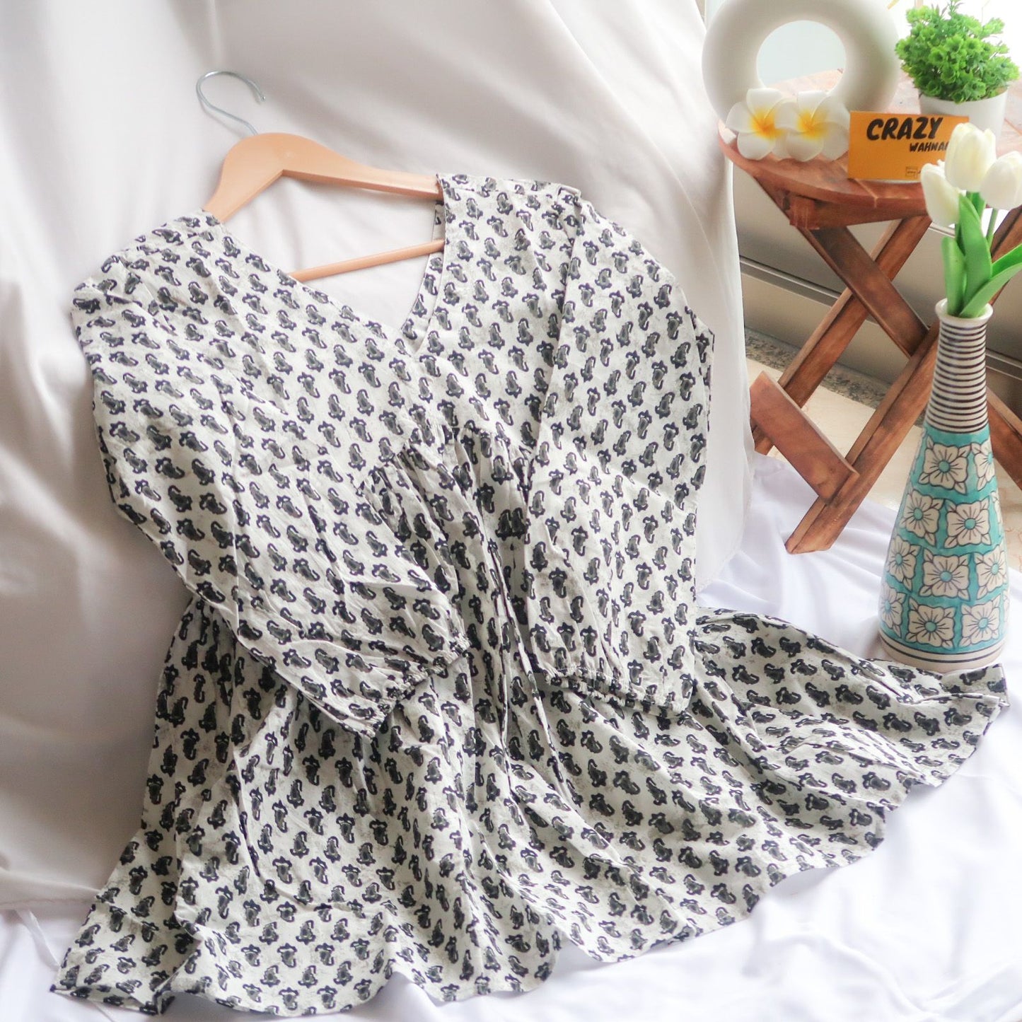 Whimsical Booties Blossom Peplum Top Short Kurti