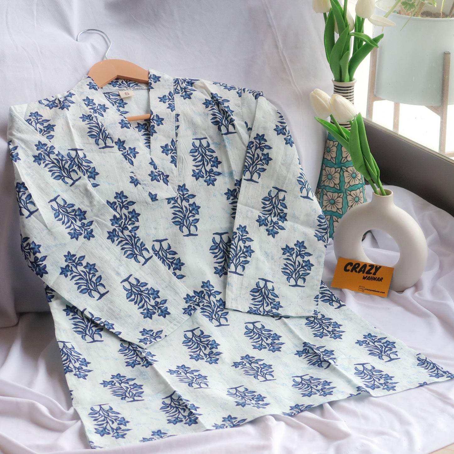White Elegance Bliss V-Neck Short Kurti