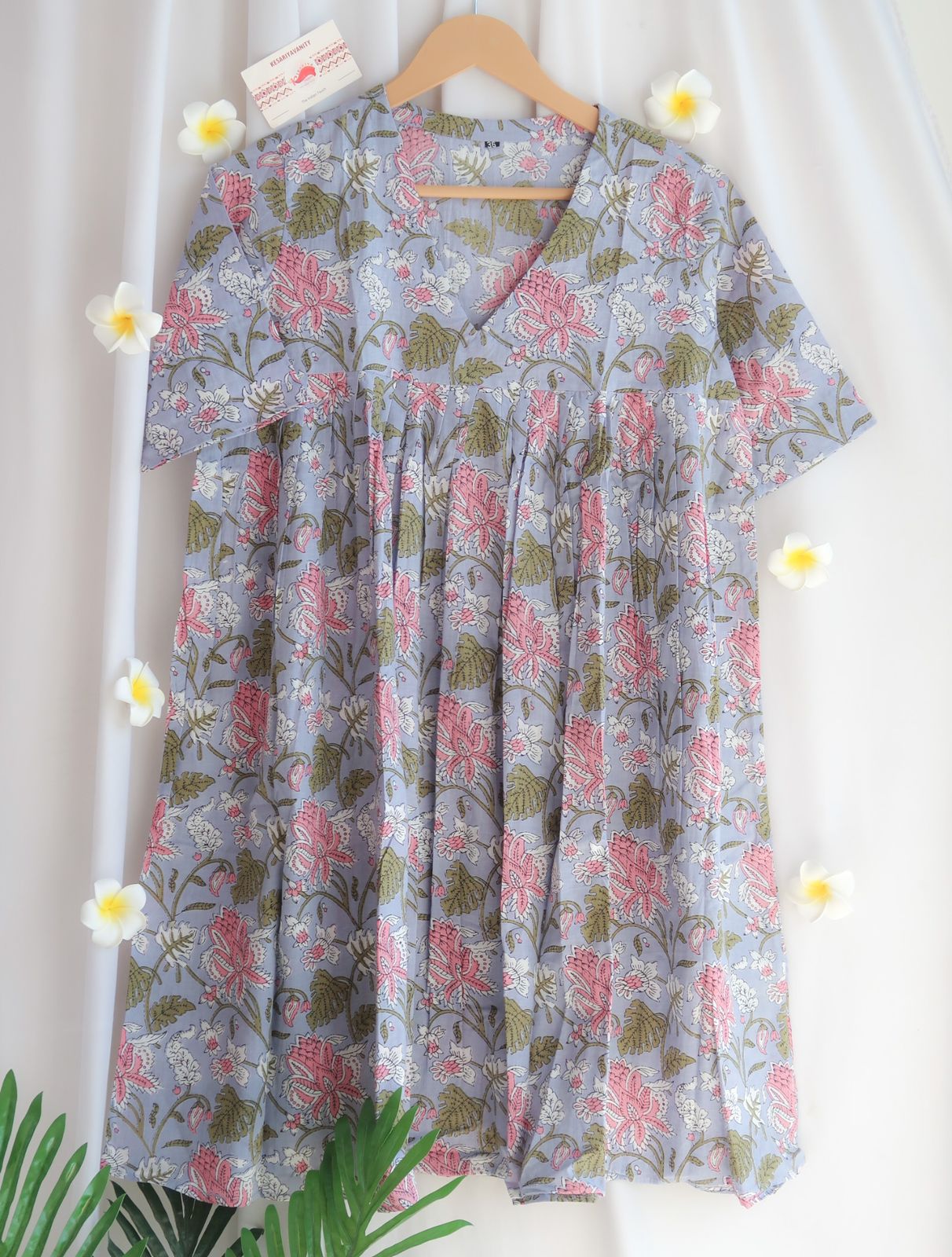 Periwinkle Blooms Cotton Dress Cum Kurti