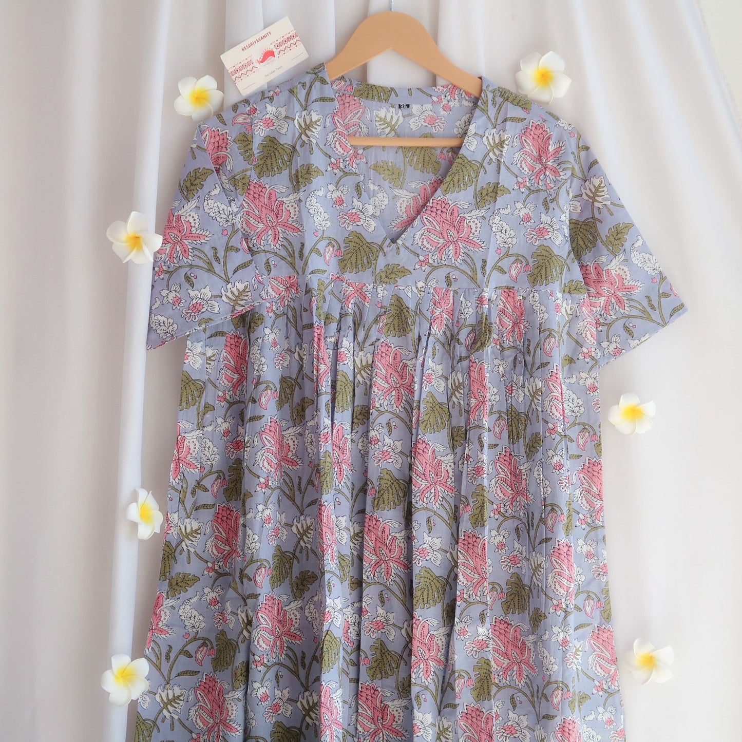 Periwinkle Blooms Cotton Dress Cum Kurti