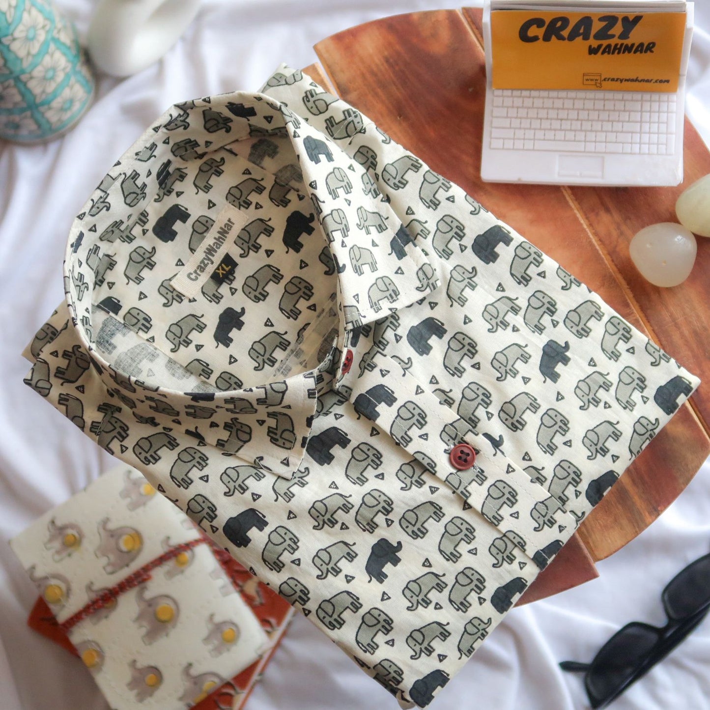 Ivory Grey Elephant Full Sleeve Shirt