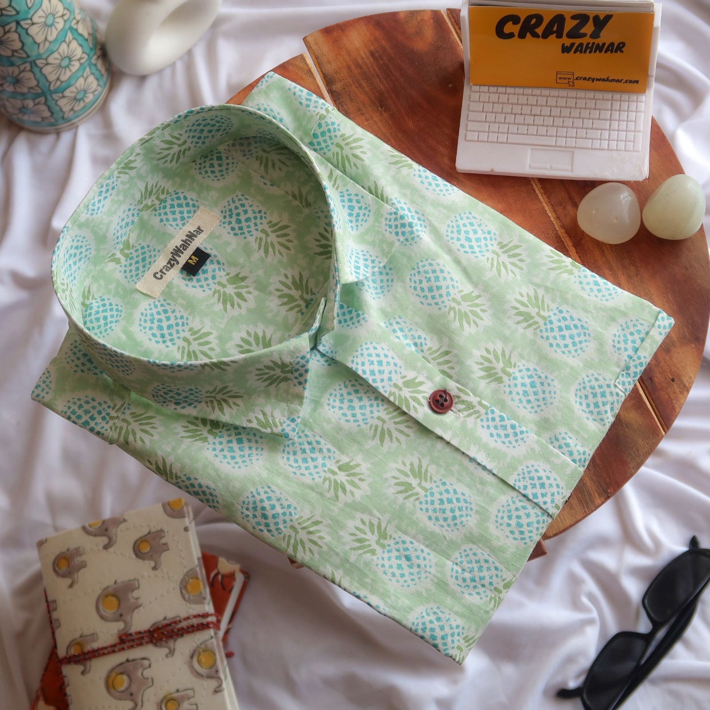 Blue Pineapple Pastel Green Full Sleeve Shirt