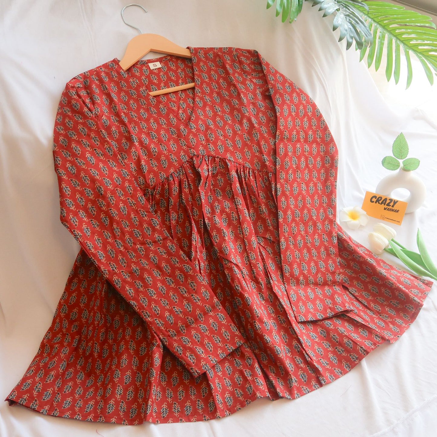 Burgundy Noir Peplum Top Full Sleeves Short Kurti