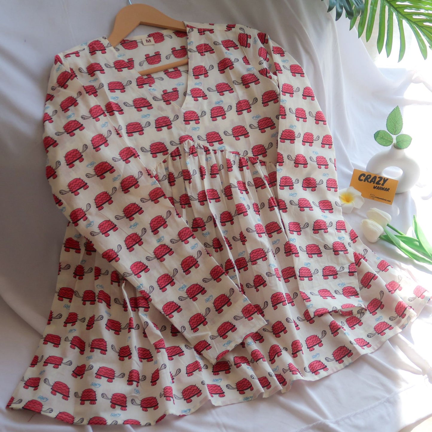 Lucky Turtle Peplum Top Full Sleeves Short Kurti