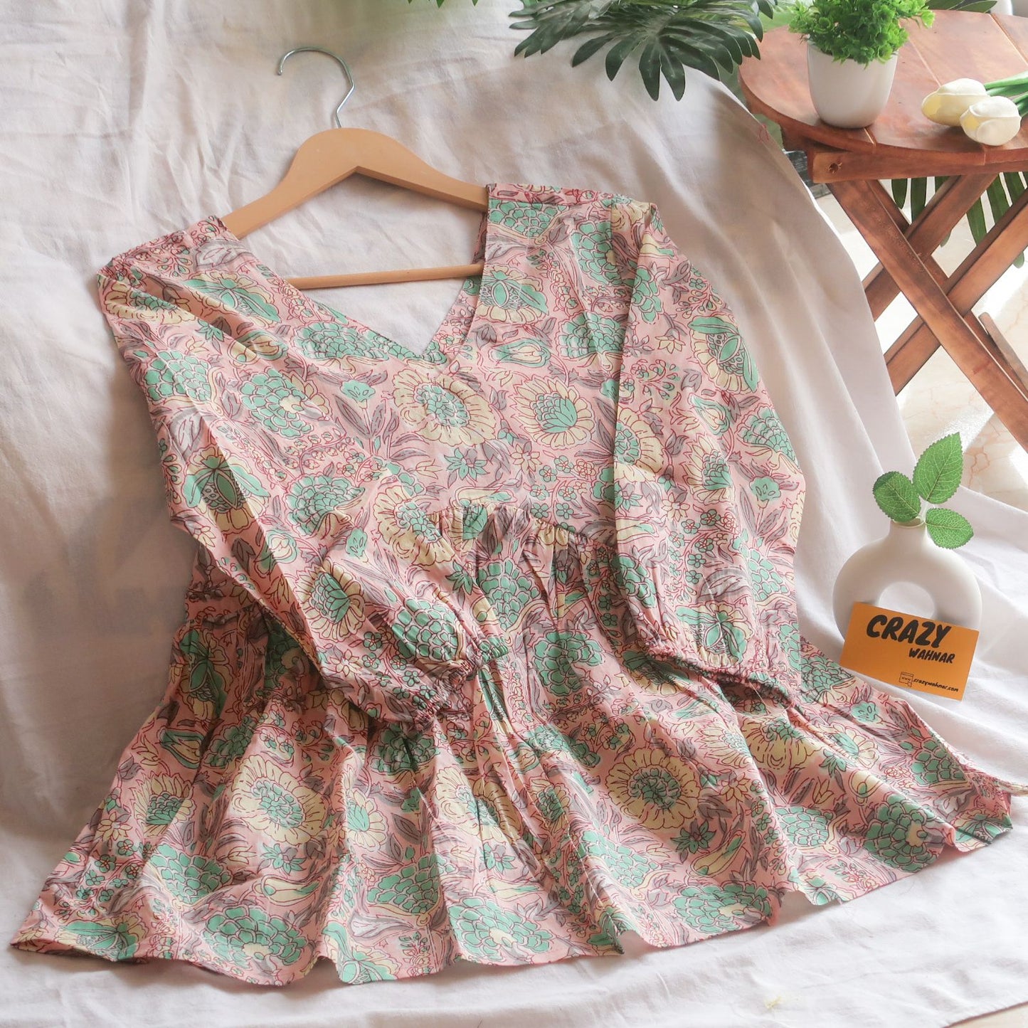 Pastel Garden Blossom Peplum Top Short Kurti