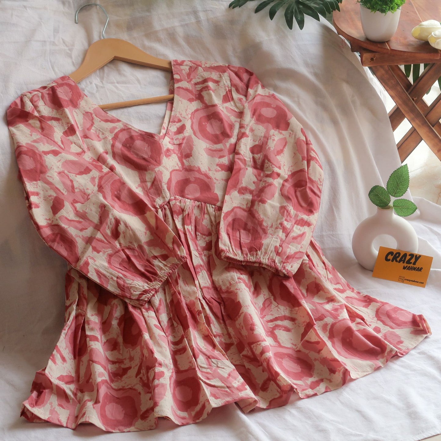 Rustic Red Peplum Top Short Kurti
