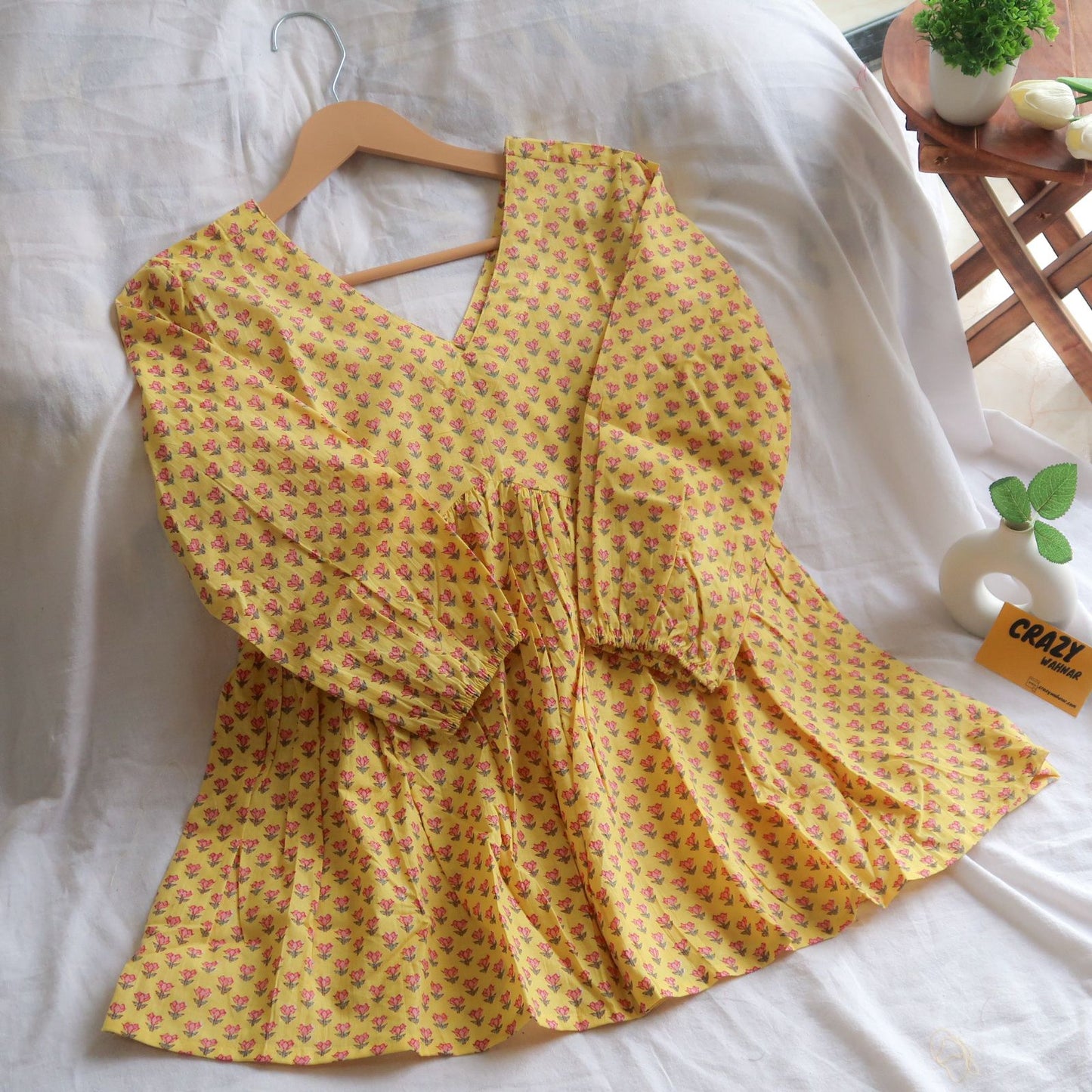 Floral Fizz Fiesta Peplum Top Short Kurti
