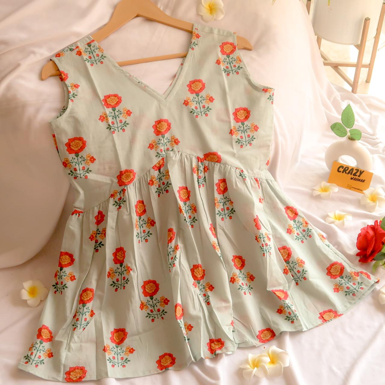 Blooms in the Sky Sleeveless Short Kurti
