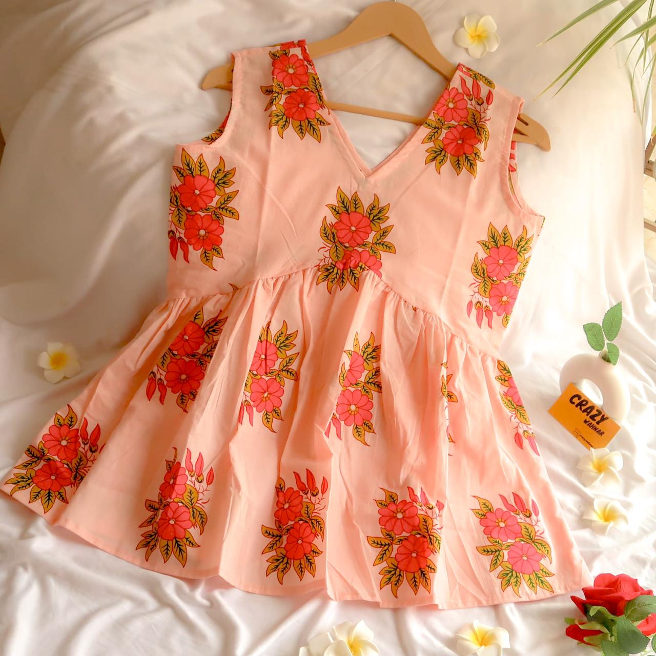 Floral Flair Alia Cut Sleeveless Short Kurti