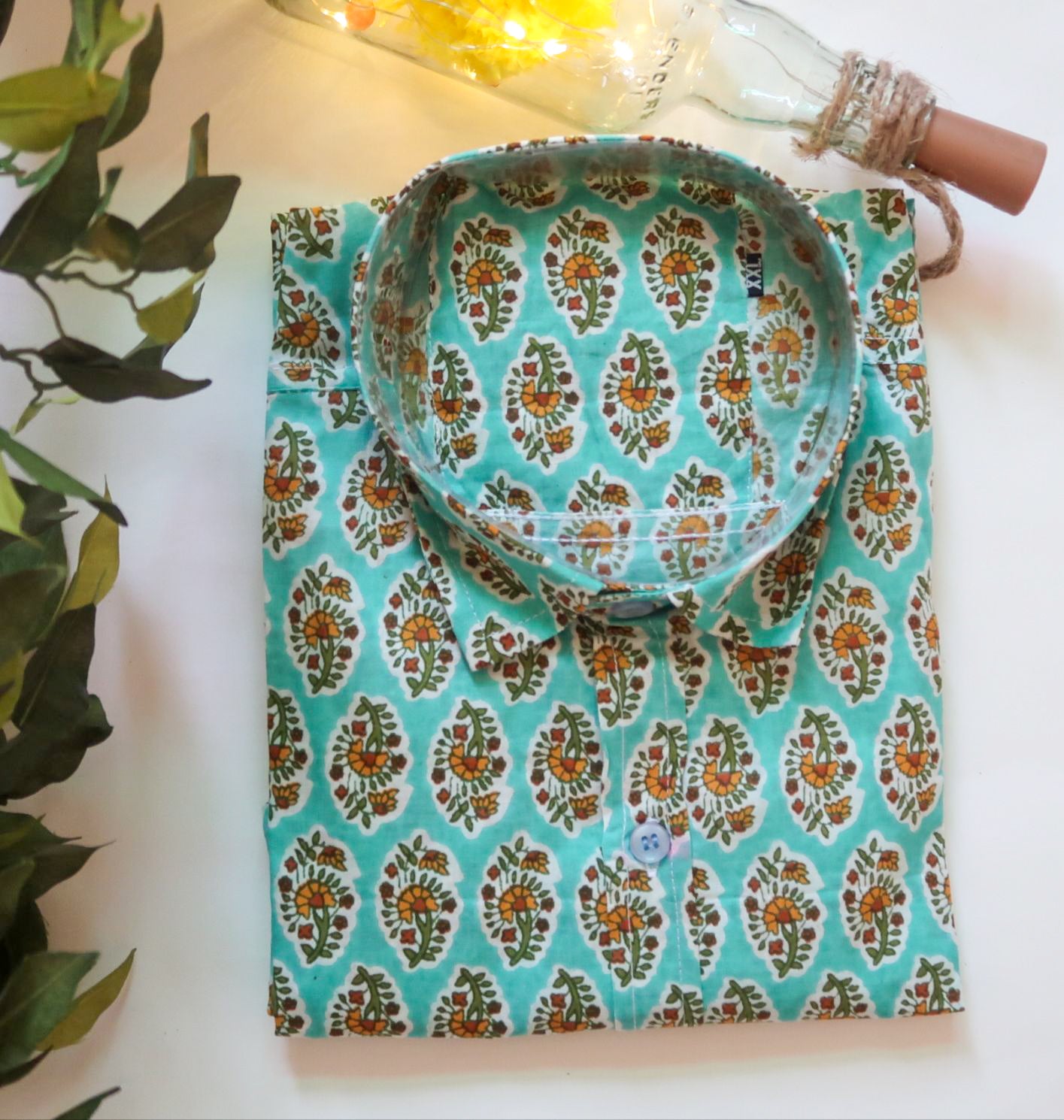 Floral Cyan Full Sleeve Shirt