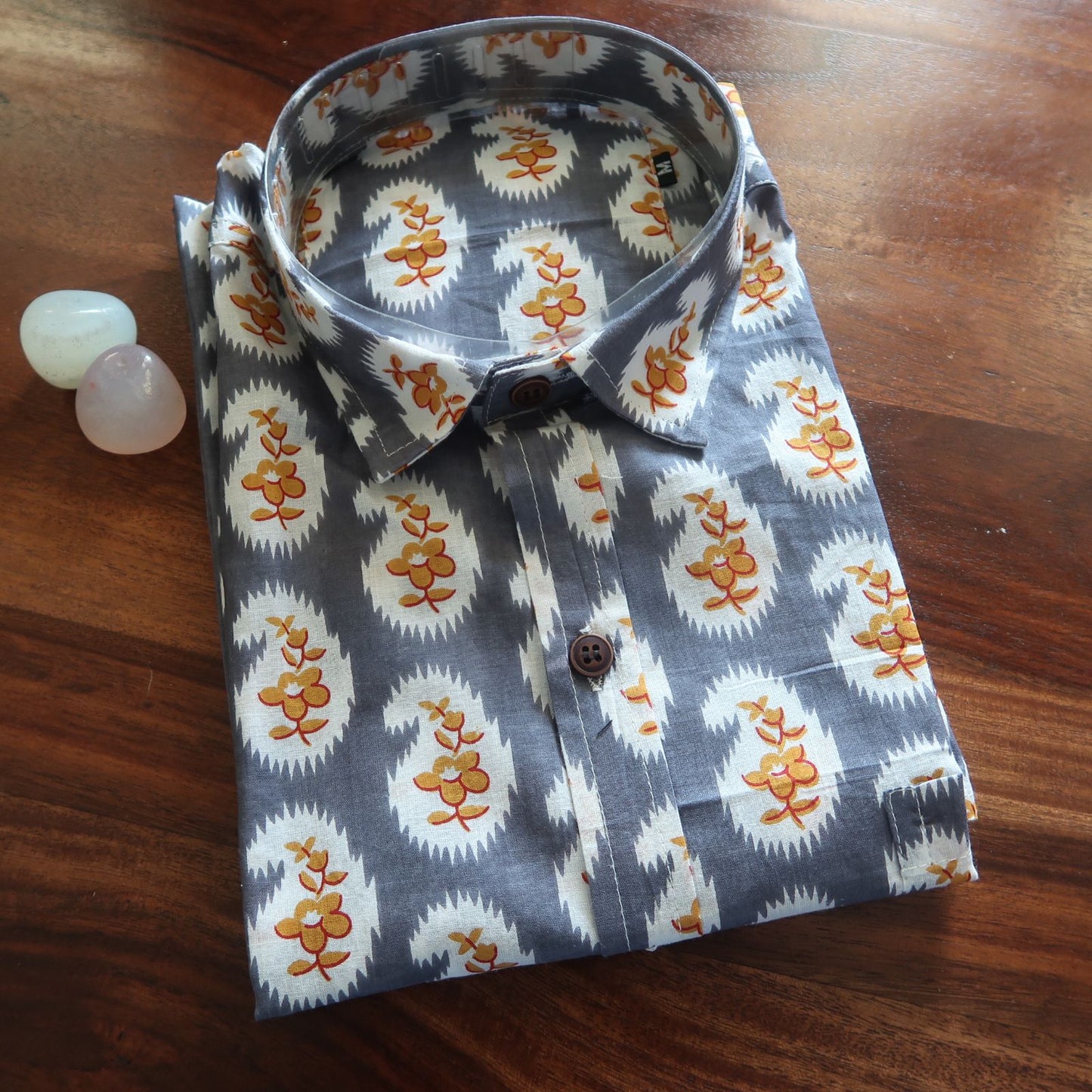 Graphite with Flowers Short Sleeve Shirt