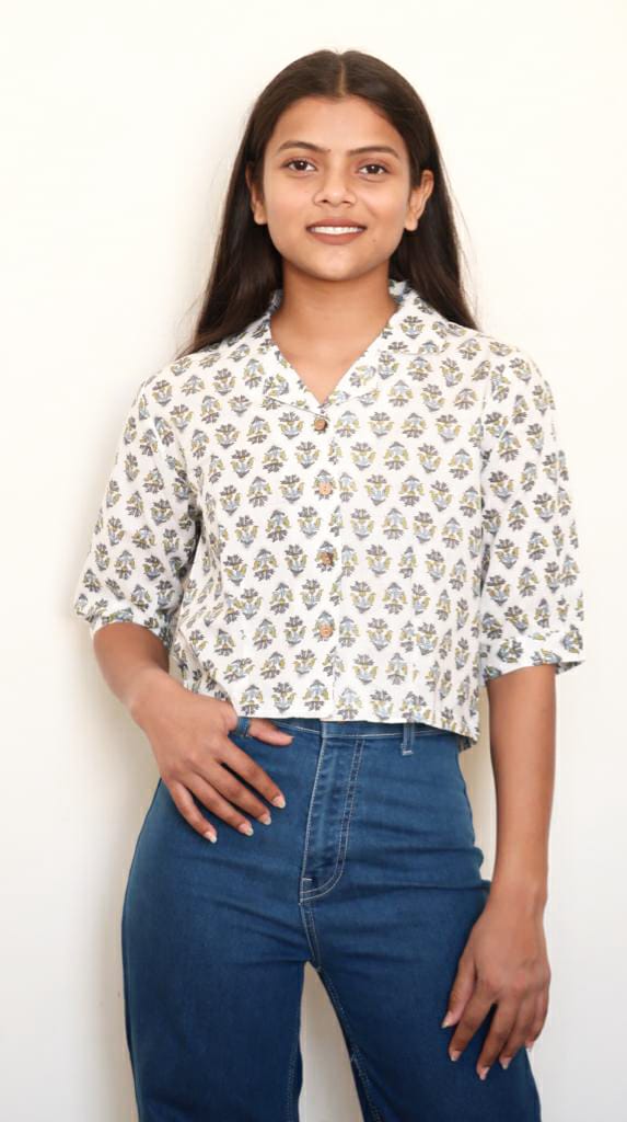 Whisk White Pure Cotton Crop Top