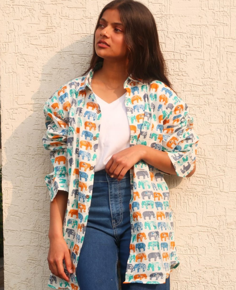 Rainbow Elephant Full Sleeve Shirt