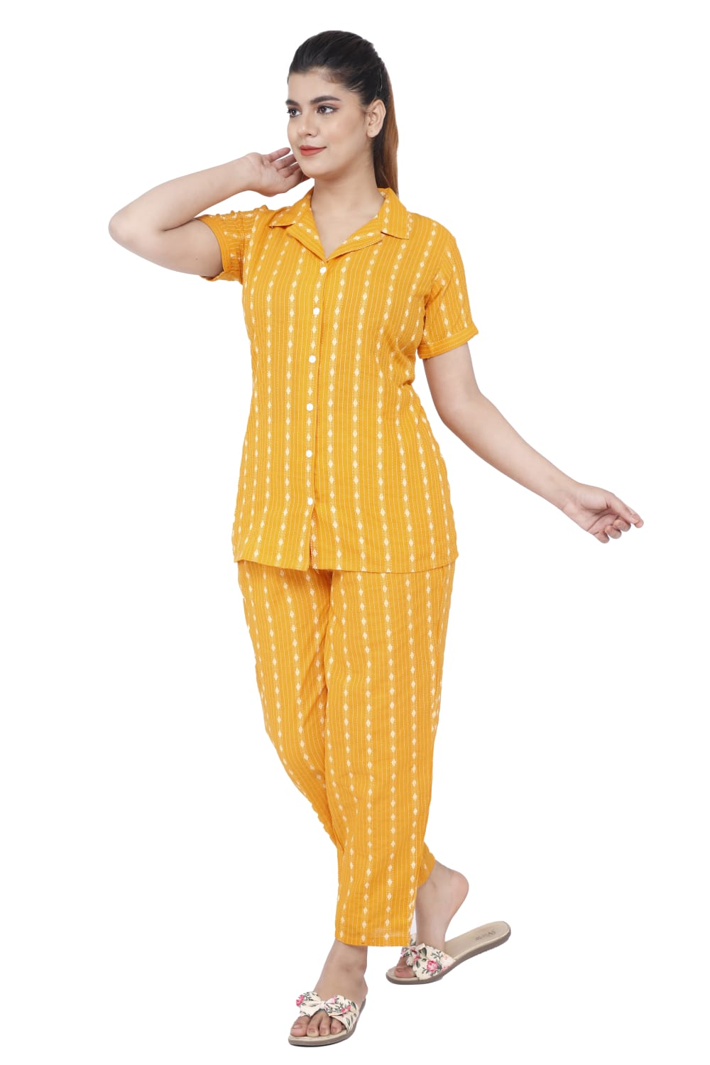 Mustard Women's Cotton Night-suit