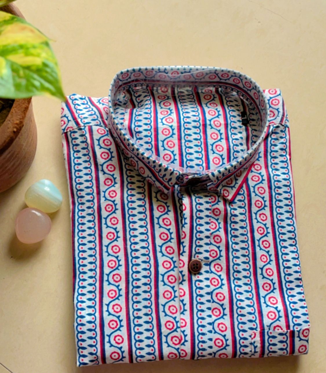 Breezy Blue Pahadi Look Full Sleeve Shirt
