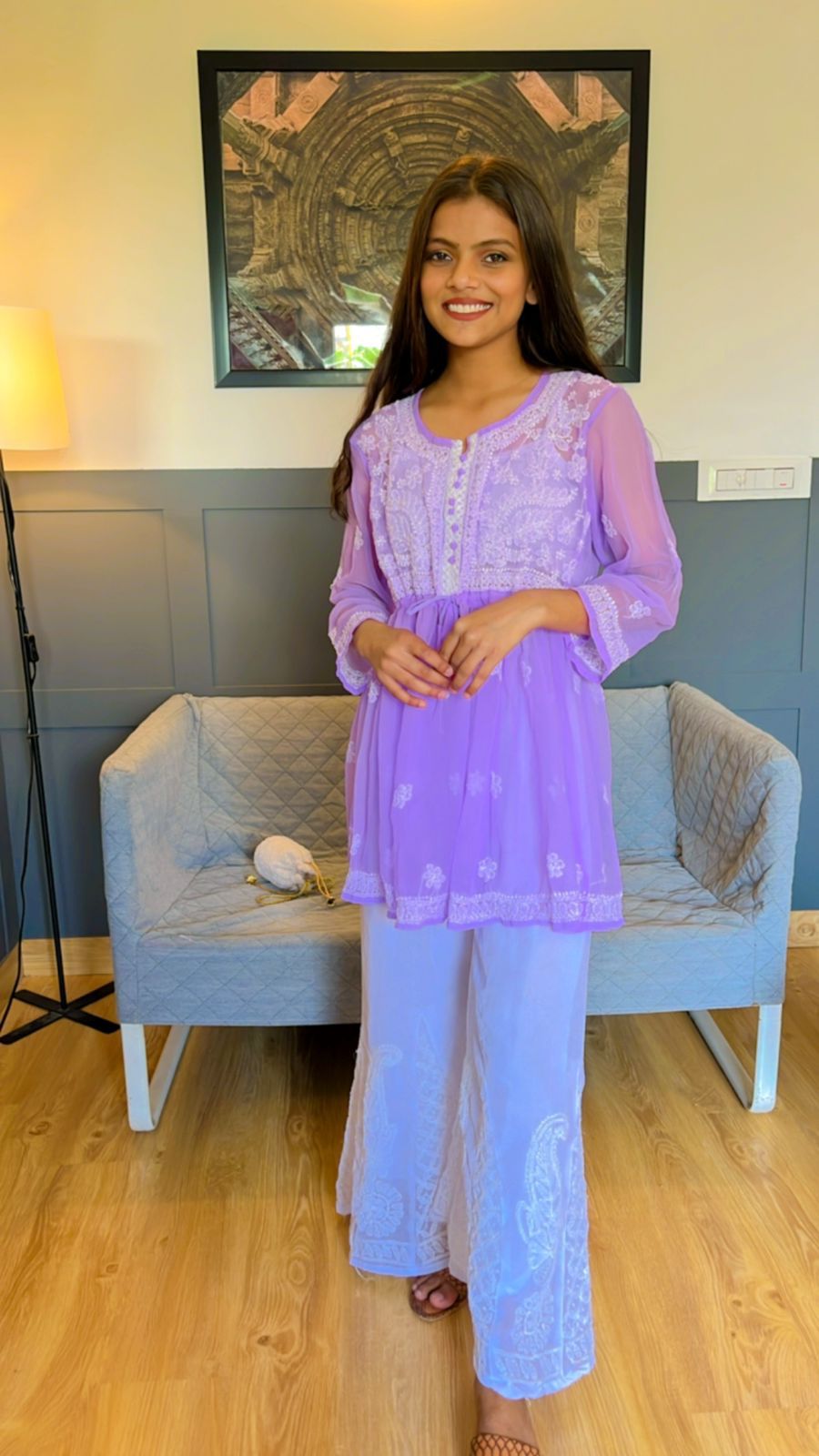 Coffee Date Ready Chikankari Kurti Top