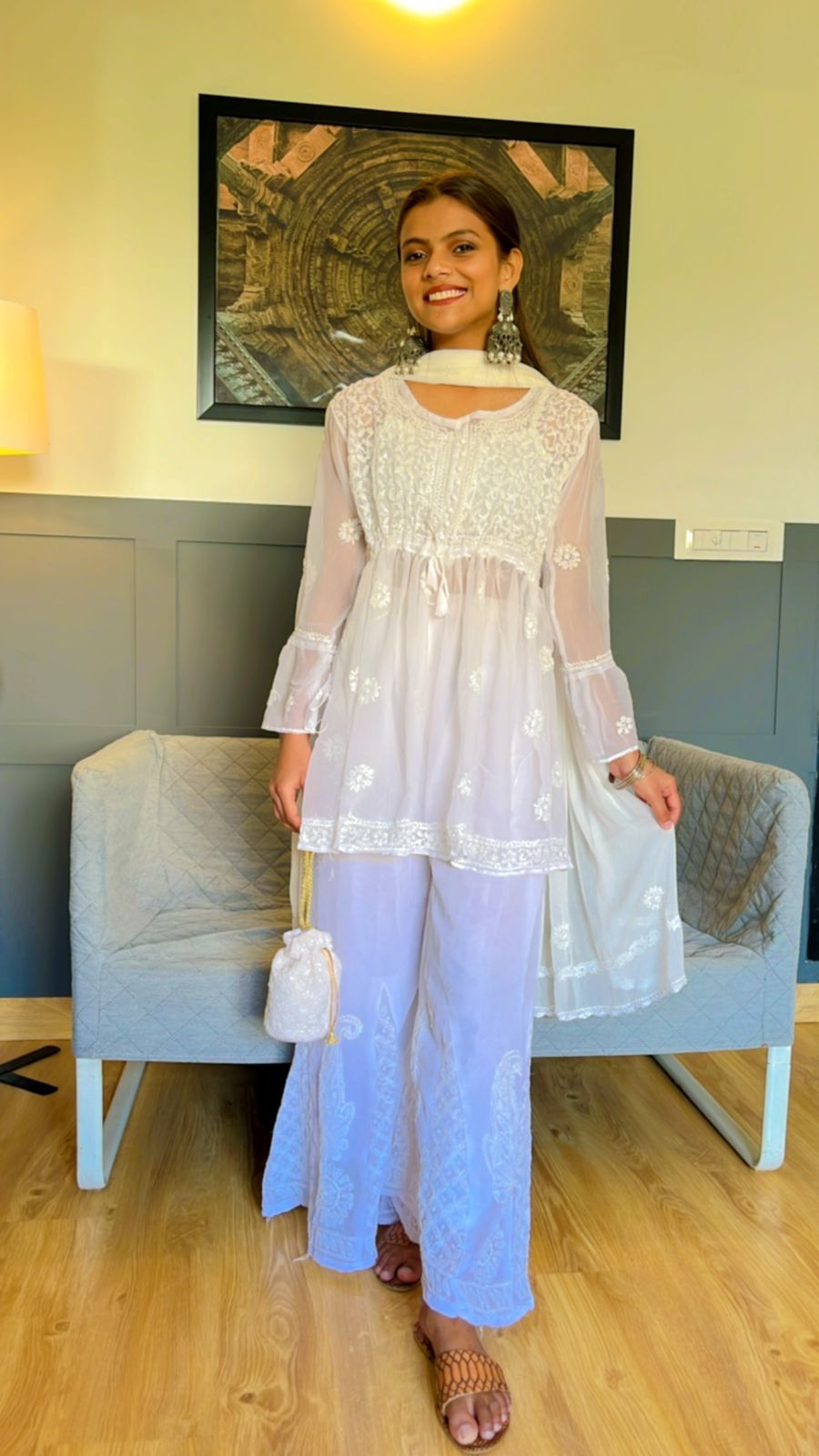 Coffee Date Ready Chikankari Kurti Top