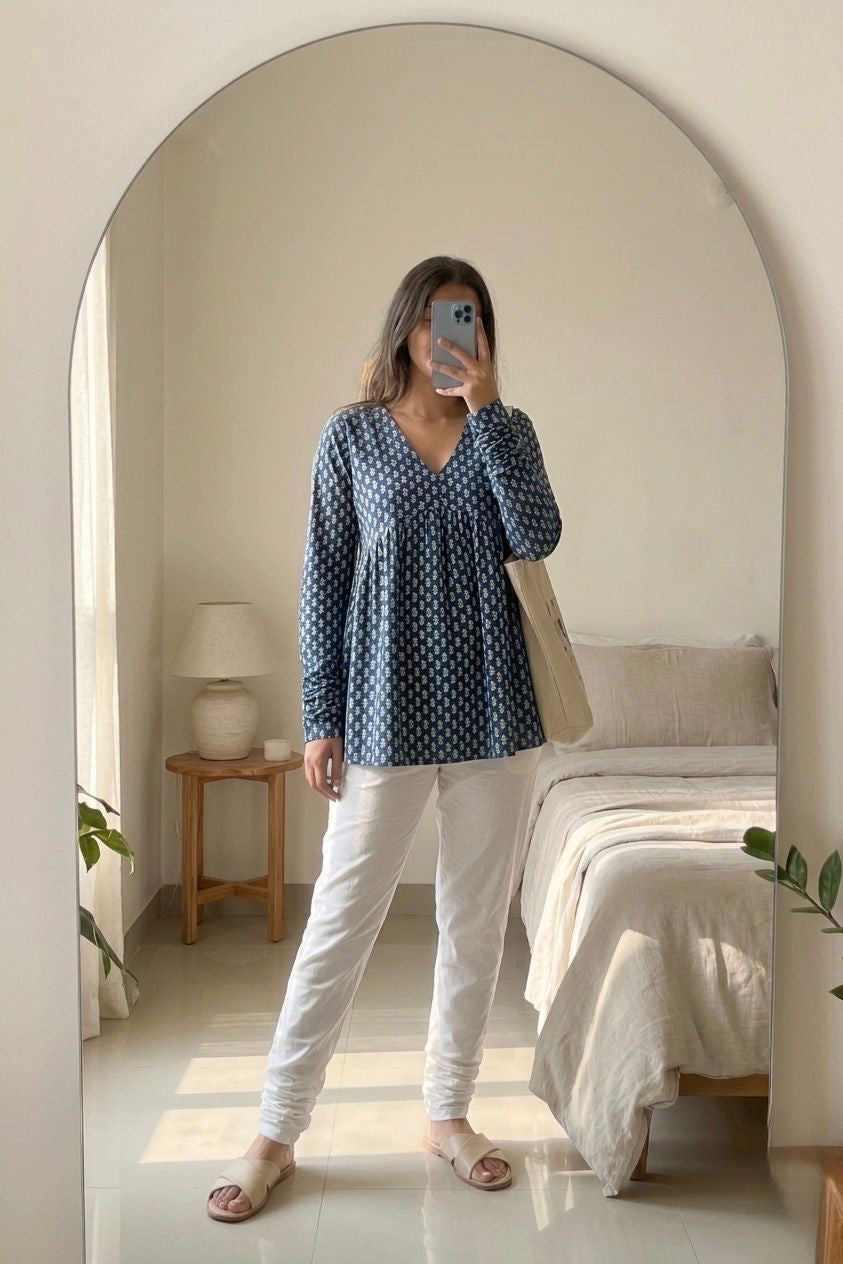 Indigo Charm Churidar Short Kurti