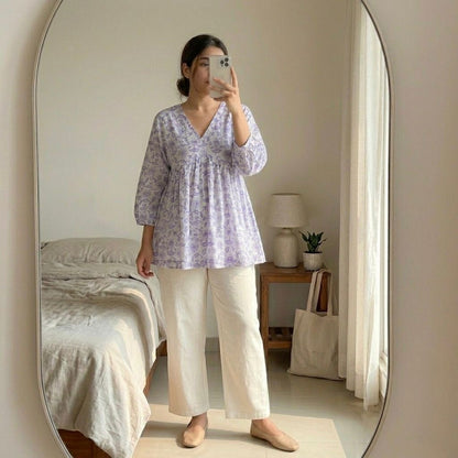 Lavender Petals Short Kurti