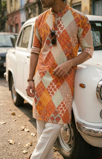 SALE: Ethnic Mandala Melange Men Long Kurta