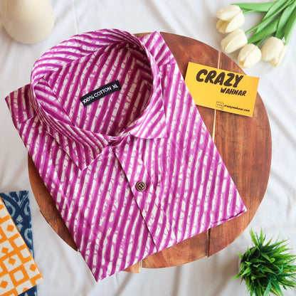 Purple and White Lehriya Full Sleeve Shirt