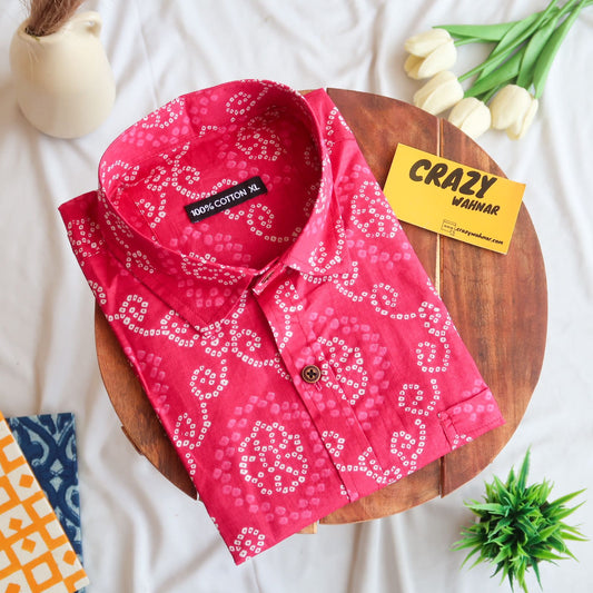 Pink Bandhej Delight Full Sleeve Shirt