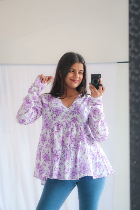 Lavender Love Churidar Short Kurti