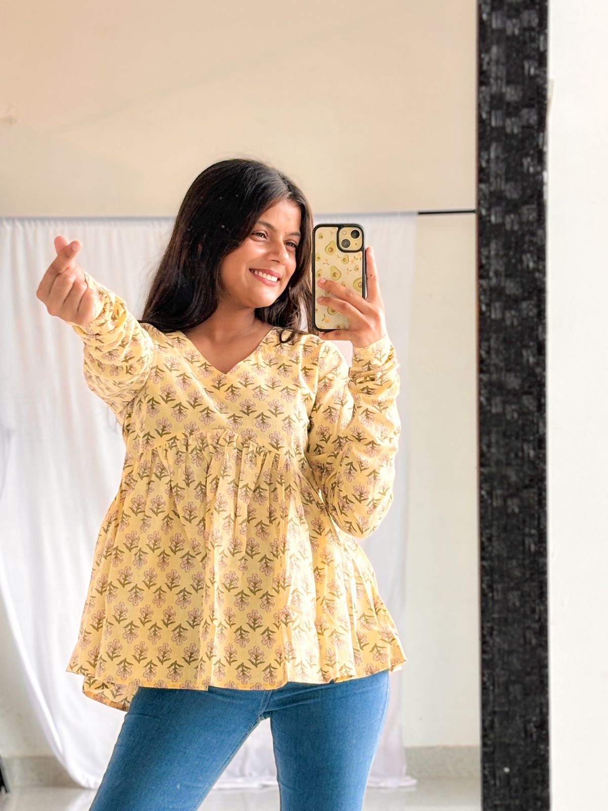 Butter Yellow Churidar Short Kurti