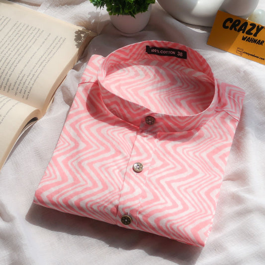 Serene Ruby Zig Zag Men Short Kurta