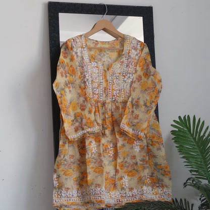 Spring Vibes Summer Cola Chikankari Short Top