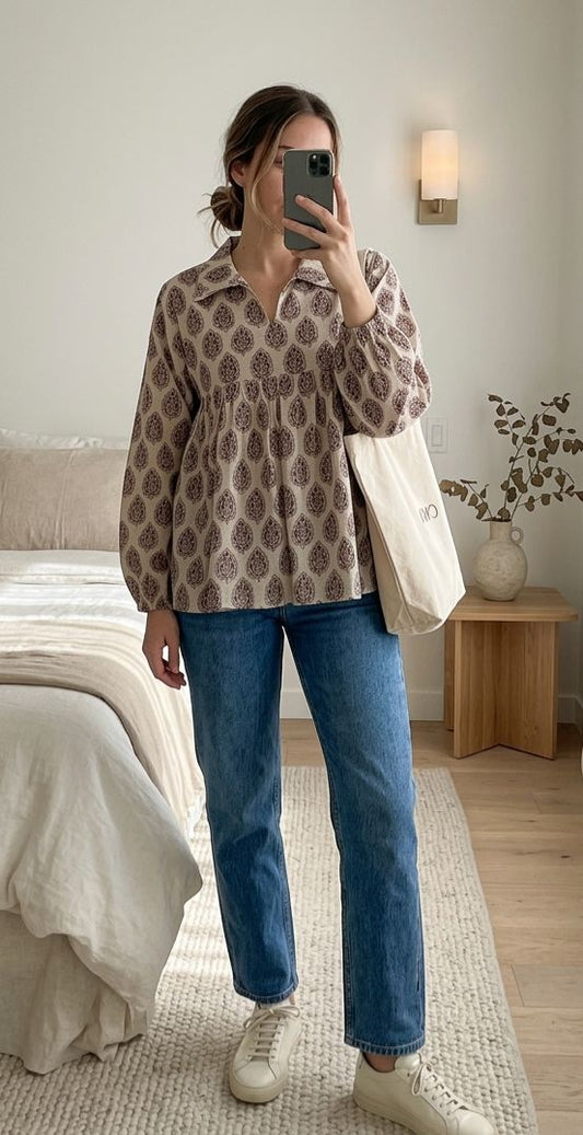 Autumn leaf Top Short Kurti