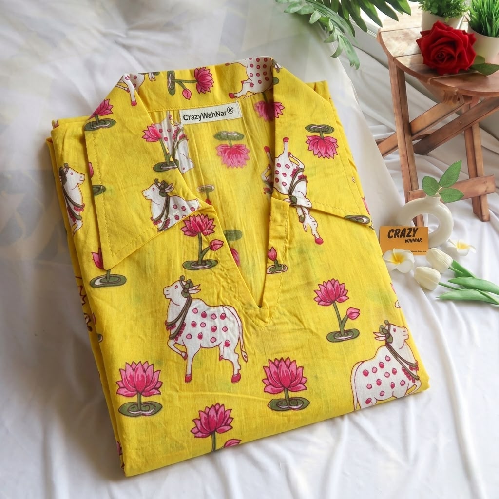 Lotus n Cow Peplum Top Short Kurti