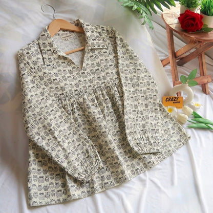 The Owl Peplum Top Short Kurti