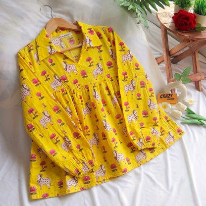 Lotus n Cow Peplum Top Short Kurti