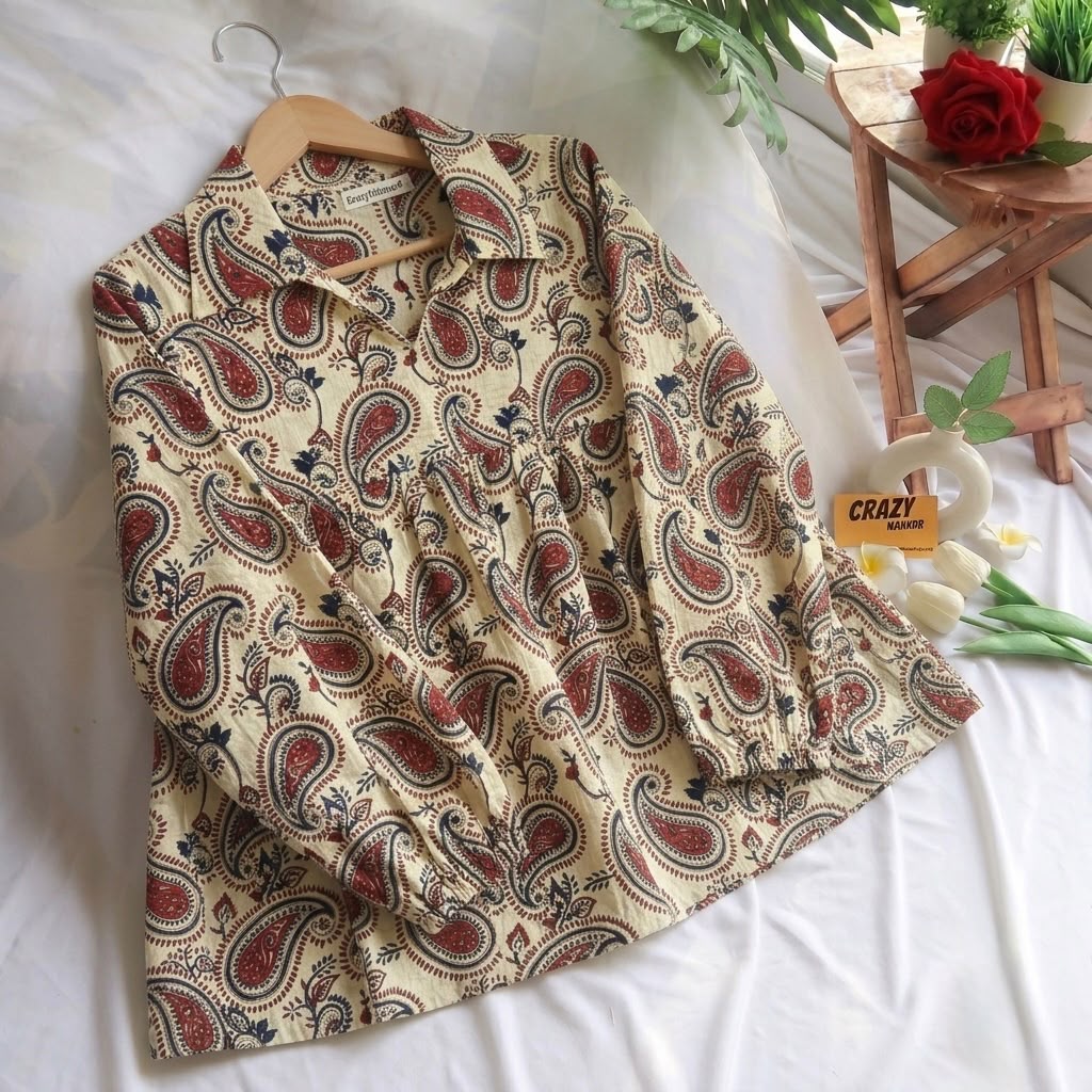 Beige Garden Peplum Top Short Kurti
