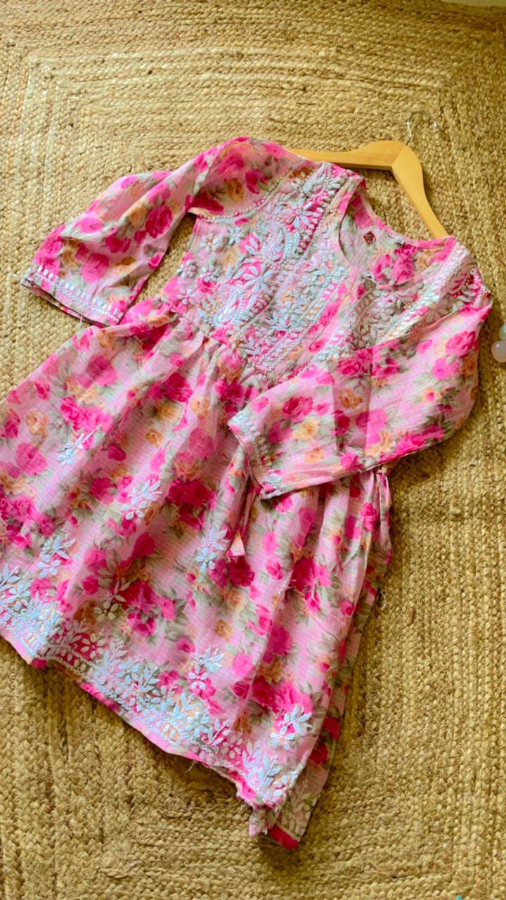 Summer Cola Chikankari Short Top